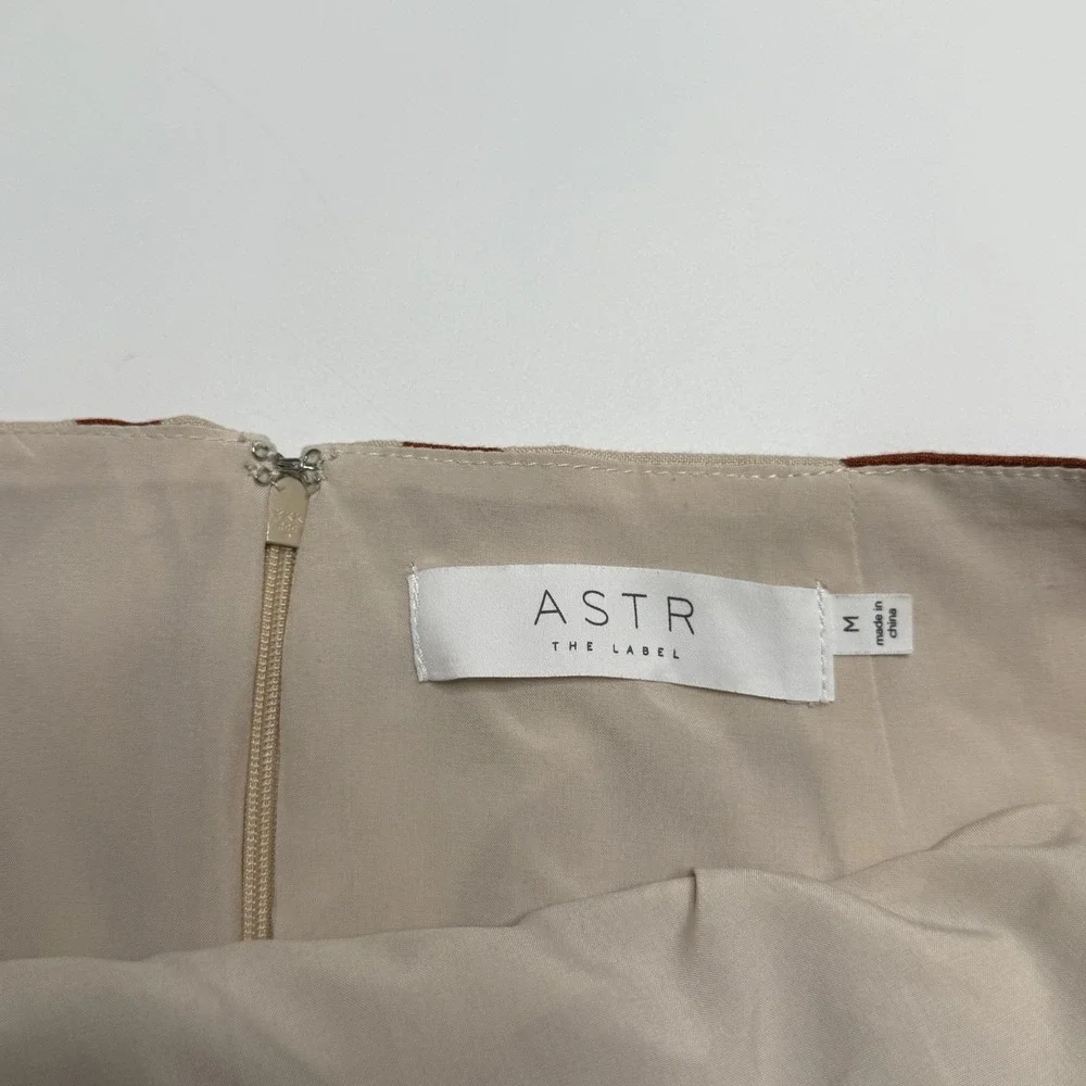 ASTR the Label Nirina 100% Linen Mini Skirt Rust Abstract Size‎ Medium FLAW HOLE